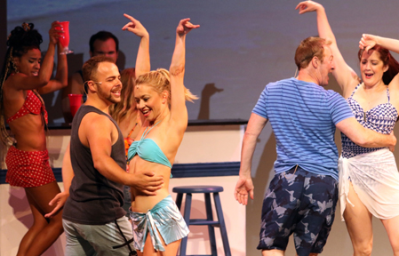 Krista Leis and other cast members in "Mamma Mia!" (courtesy of the Capitol Theater).