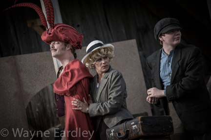 Mac Fyfe, Monica Dottor, & Liam Davidson in "The Hero of Hunter Street" (photo by Wayne Eardley).